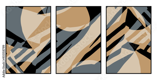 Set of 3 Abstract pattern. Illustration for printing on wall decorations. For use in graphics.