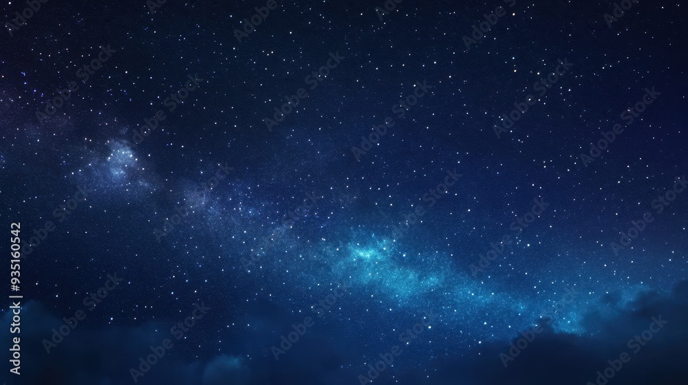 Fototapeta premium A serene night sky filled with stars and a hint of the Milky Way.