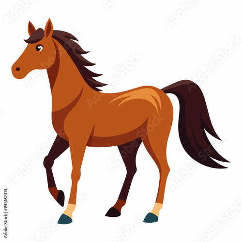 horse isolated on white, Cartoon Horse Vector Illustrations