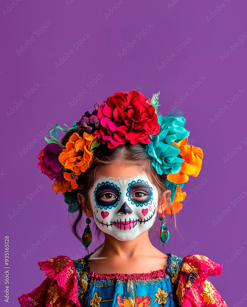 A girl dressed as Calavera Catrina during the Mexican Day of the Dead celebration. Hyper-realistic photo, high quality. A girl dressed as Calavera Catrina during the Mexican Day of the Dead celebration. Hyper-realistic photo, high quality.
