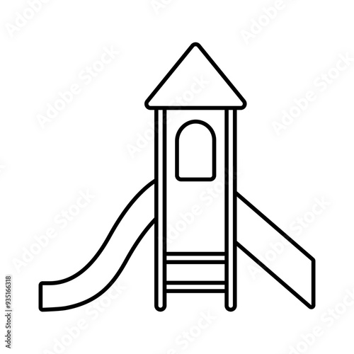 Straight slide playground line icon editable stroke vector object