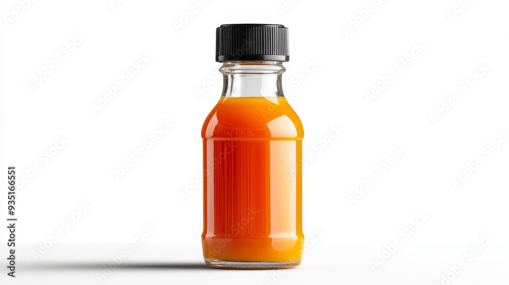 Glass Bottle Mockup with Orange Liquid