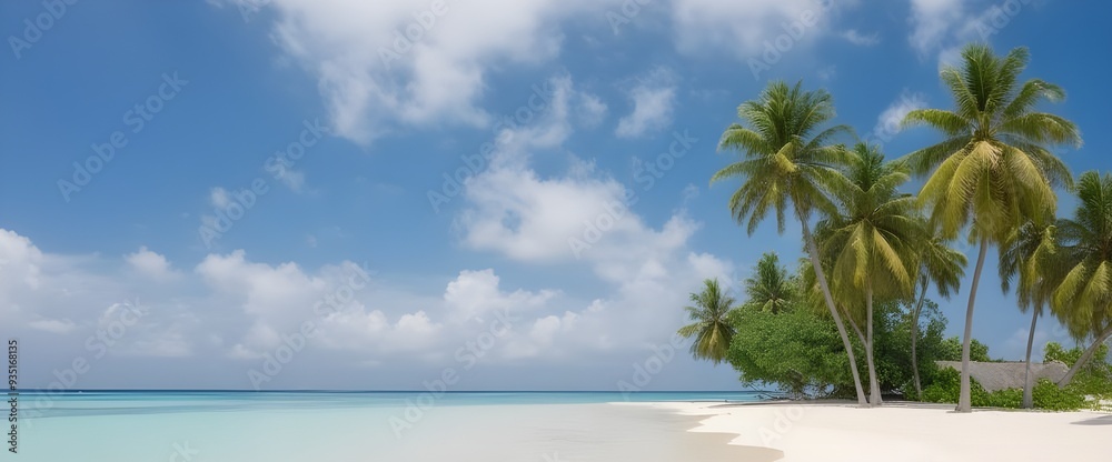 Fototapeta premium Tropical Beach with Palm Trees