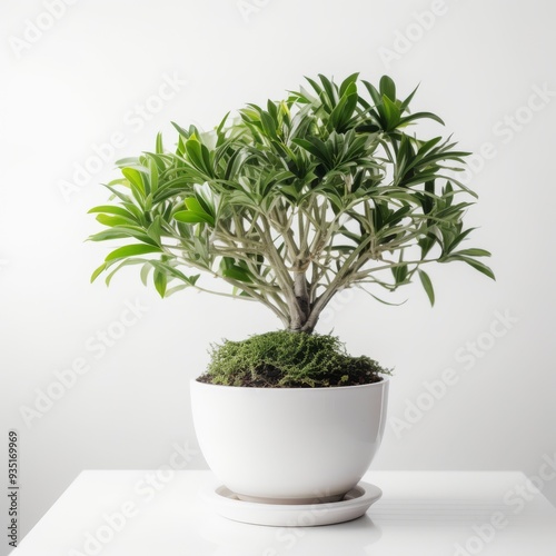 Modern Indoor Plant in White Pot - Green Potted Plant Decoration for Home or Office