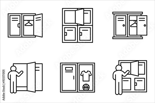 Locker outline vector icon. flat vector element from editable gym and fitness concept, vector illustration on white background