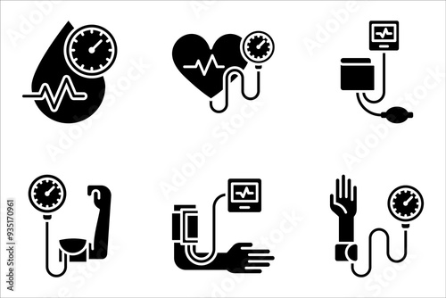 Blood pressure icon set vector illustration on white background