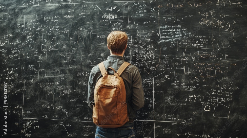 Teacher facing chalkboard, backside Teacher facing chalkboard, backside