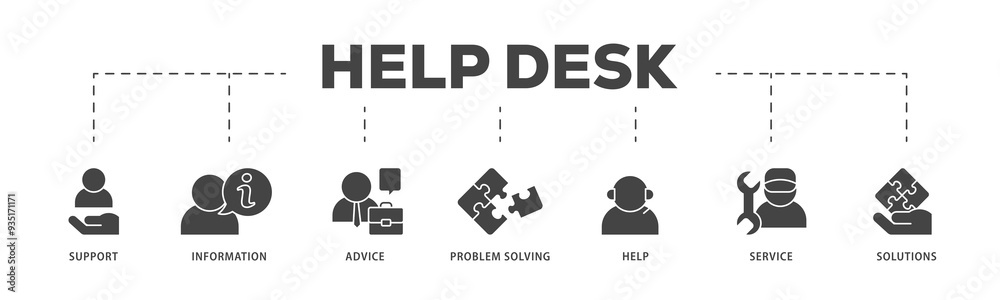 Problem Solving Support Icon Help desk icons process structure web banner illustration of support ...