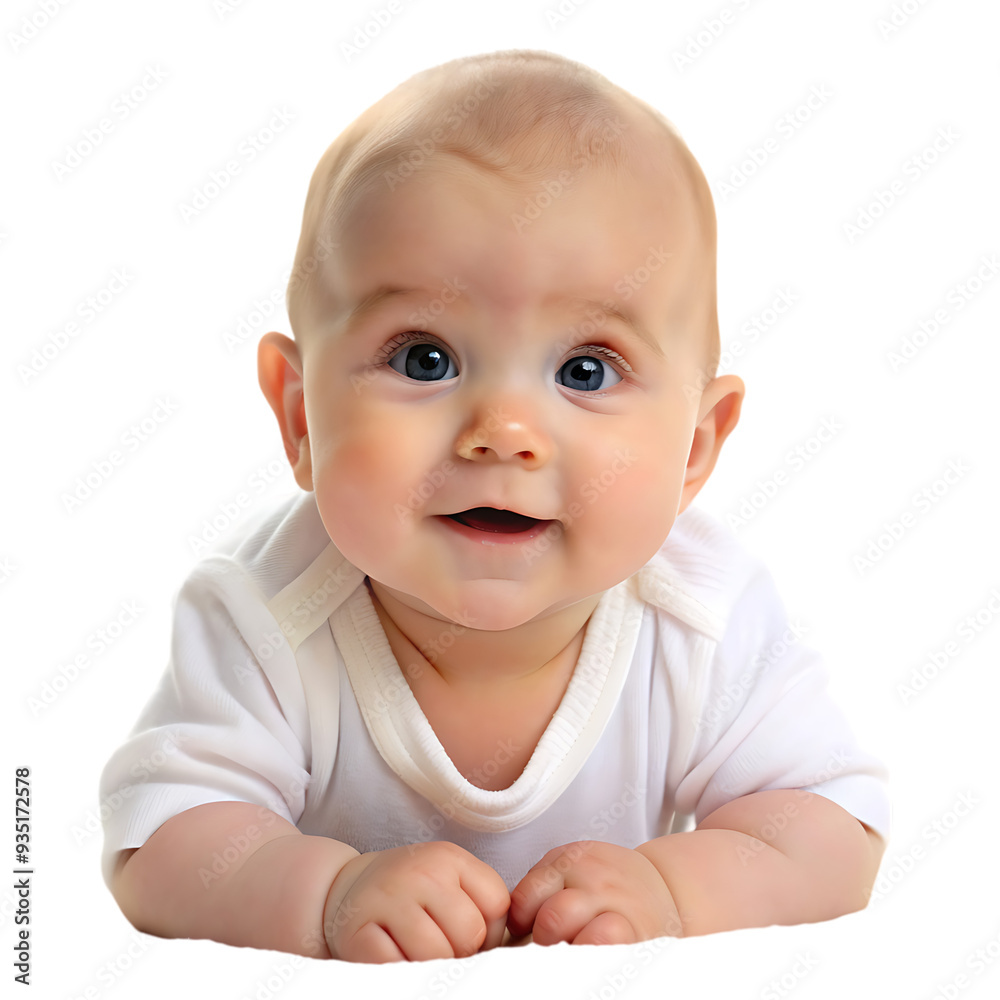 Cute Baby PNG Isolated on White Background Perfect for Childcare and Nursery Designs