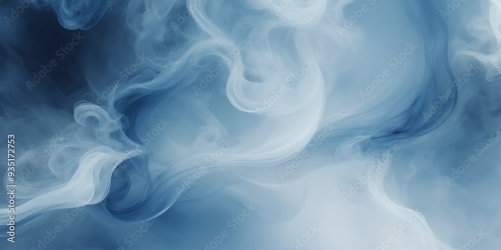 Abstract digital art of swirling blue and white smoke creating a Abstract digital art of swirling blue and white smoke creating a