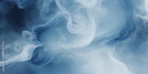 Abstract digital art of swirling blue and white smoke creating a