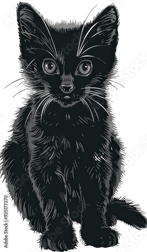Cute black kitten portrait