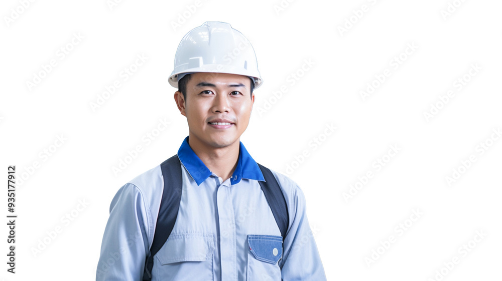 Portrait of asian male chief engineer wearing hard hat isolated on transparent background PNG. Portrait of asian male chief engineer wearing hard hat isolated on transparent background PNG.