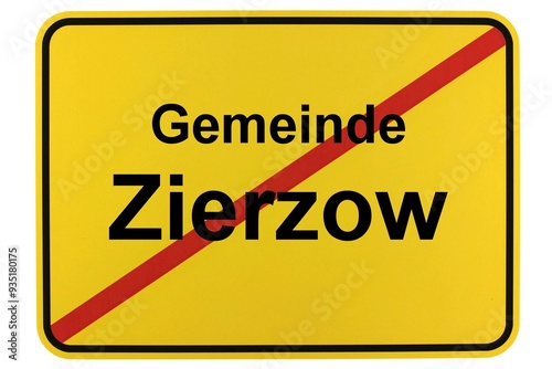 Illustration eines Ortsausgangsschildes der Gemeinde Zierzow in Mecklenburg-Vorpommern