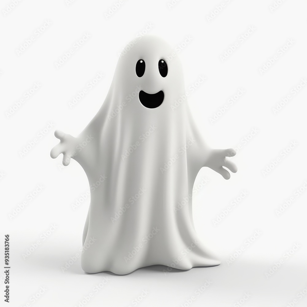 Cute Happy Ghost Illustration for Halloween and Spooky Activities Cute Happy Ghost Illustration for Halloween and Spooky Activities