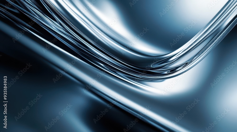 Obraz premium A smooth, flowing abstract design in shades of blue and silver.