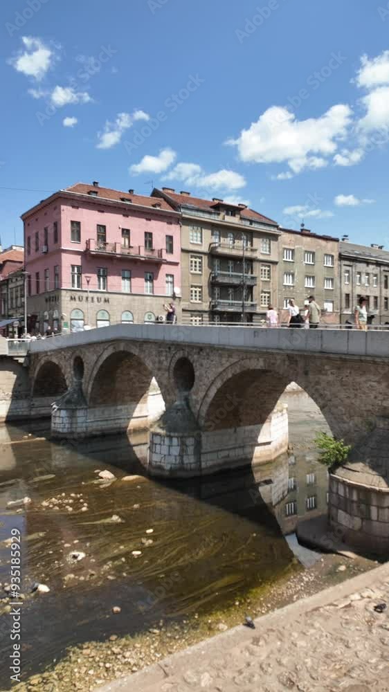 Timelapse of the Latin Bridge, historical bridge at Sarajevo, Bosnia Herzegovina Timelapse of the Latin Bridge, historical bridge at Sarajevo, Bosnia Herzegovina