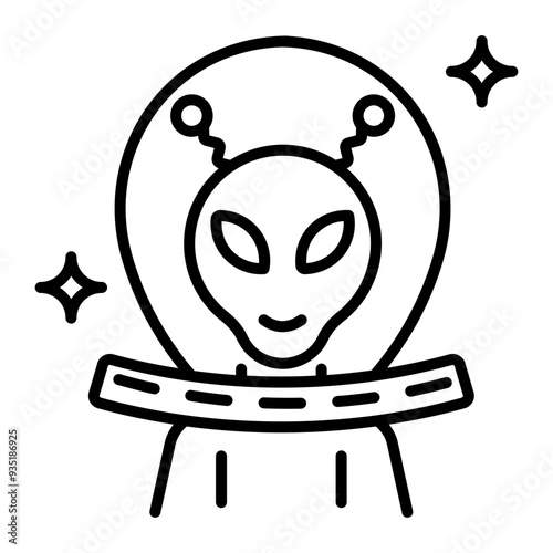 A linear style icon of alien 
