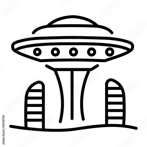 An outline style icon of alien ufo 