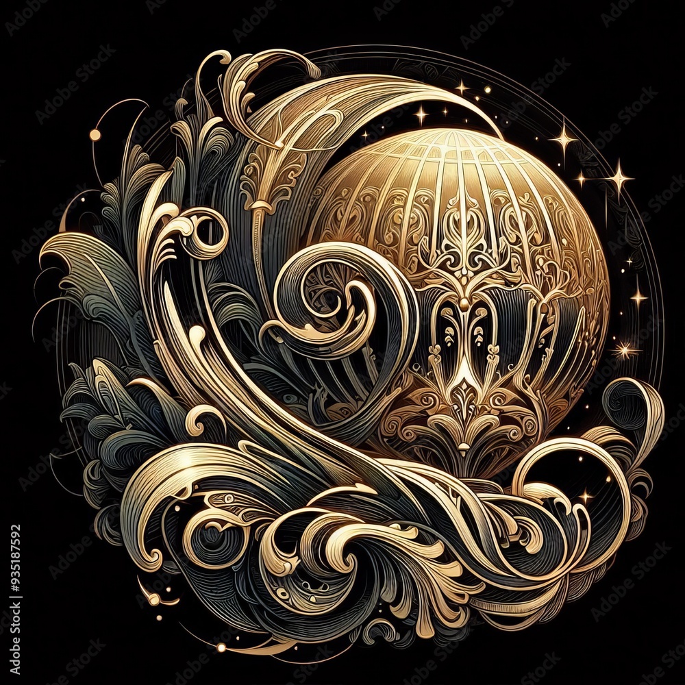 custom made wallpaper toronto digitalArt Nouveau Elegance An ornate art nouveau style illustration of