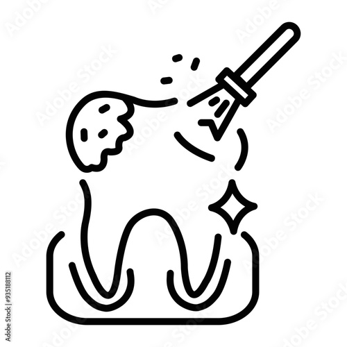 Tooth whitening icon in linear style 