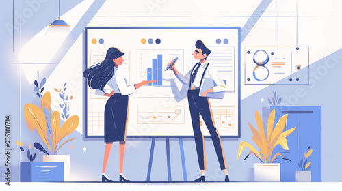 A professional financial advisor explaining a chart. Financial consulting, personal finance, and wealth management concept.