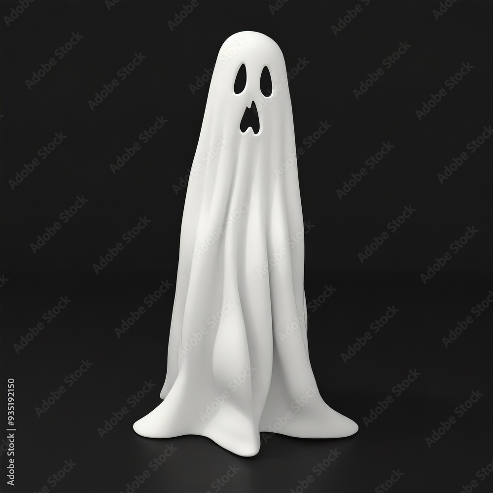 Spooky halloween 3d art, ghost in a simple studio background