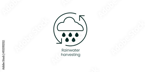Rainwater Harvesting Vector Icon for Sustainable Water Management