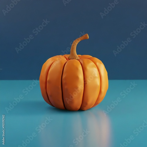 Spooky Halloween pumpkin in a simple studio background, with copy space
