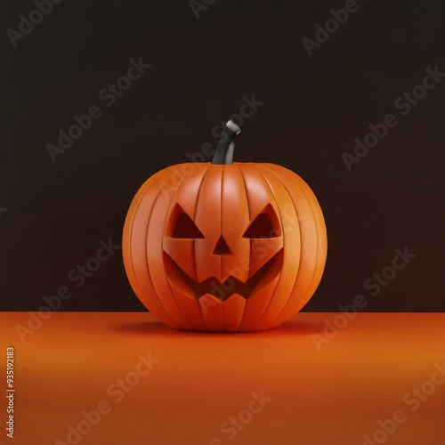 Spooky Halloween pumpkin in a simple studio background, with copy space