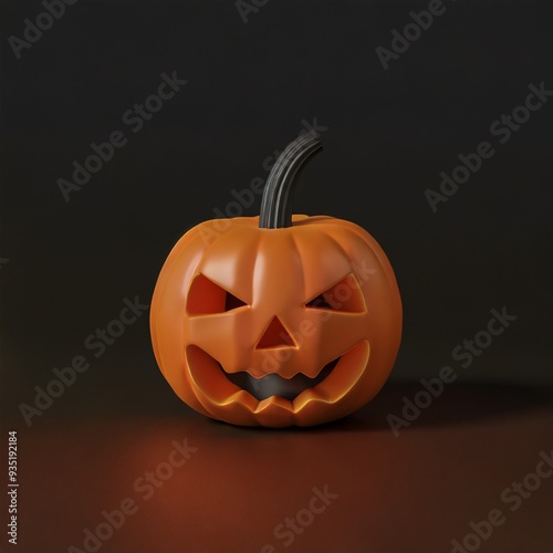 Spooky Halloween pumpkin in a simple studio background, with copy space