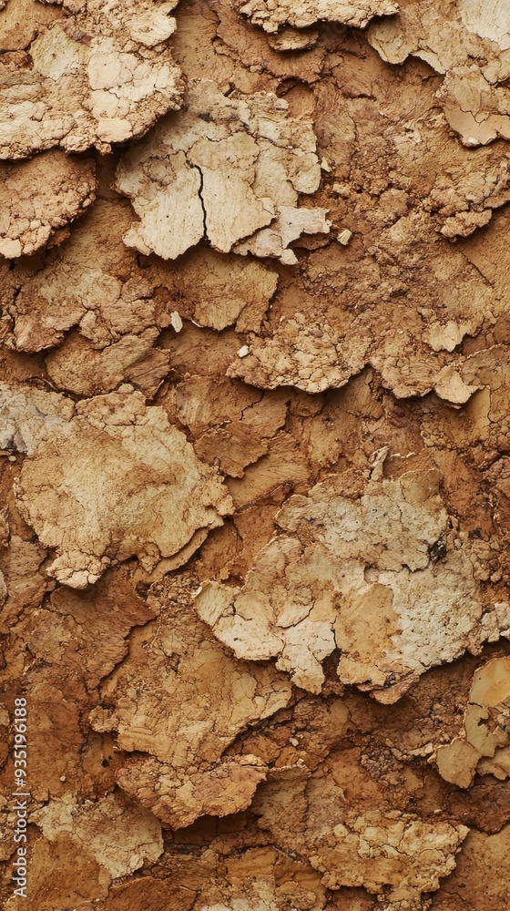 The surface features intricate layers and patterns of cork paper with warm, earthy hues, highlighting its unique textures and forms The surface features intricate layers and patterns of cork paper with warm, earthy hues, highlighting its unique textures and forms