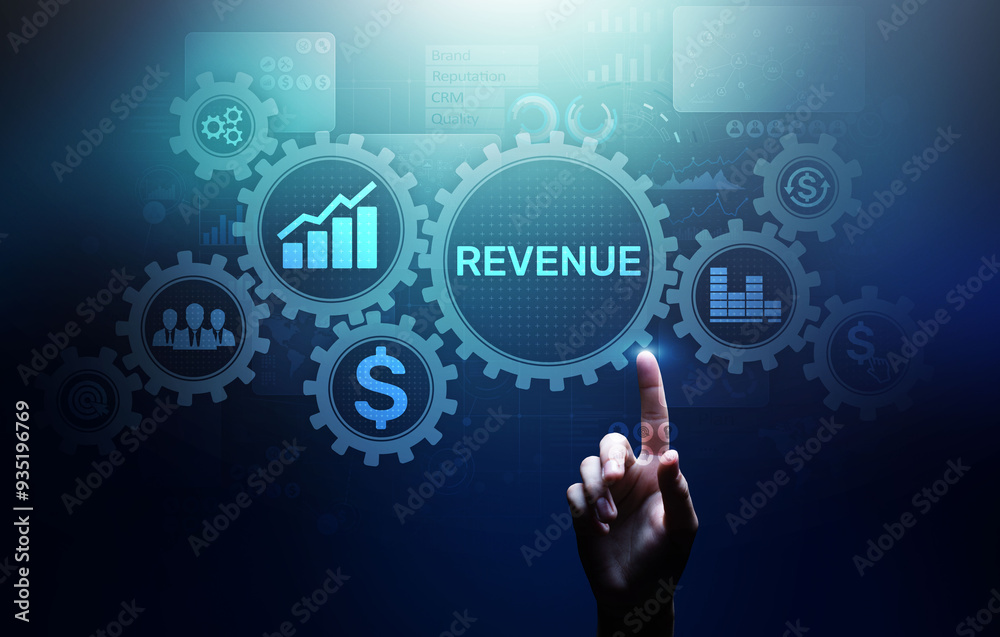 Revenue Increase sales financial growth business concept on virtual screen. Revenue Increase sales financial growth business concept on virtual screen.