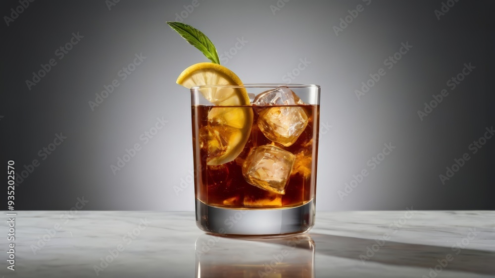 Glass of iced tea with lemon isolated on a white background, generative ai. A glass of tea. Summer Scene, Iced Tea with Lemon and mint on a garden table in bright sunshine.. Iced Tea Glass of iced tea with lemon isolated on a white background, generative ai. A glass of tea. Summer Scene, Iced Tea with Lemon and mint on a garden table in bright sunshine.. Iced Tea