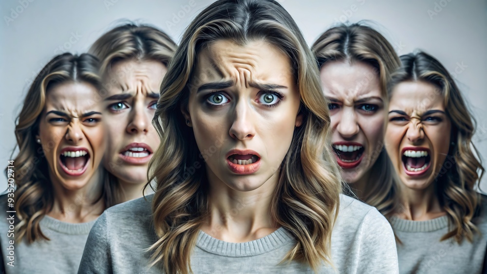 Fototapeta premium Multiple Personalities, Mental Health, Inner Turmoil.