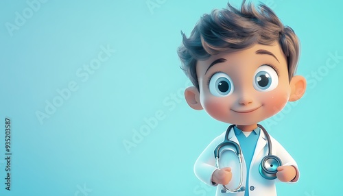 Cute Cartoon Doctor with Stethoscope