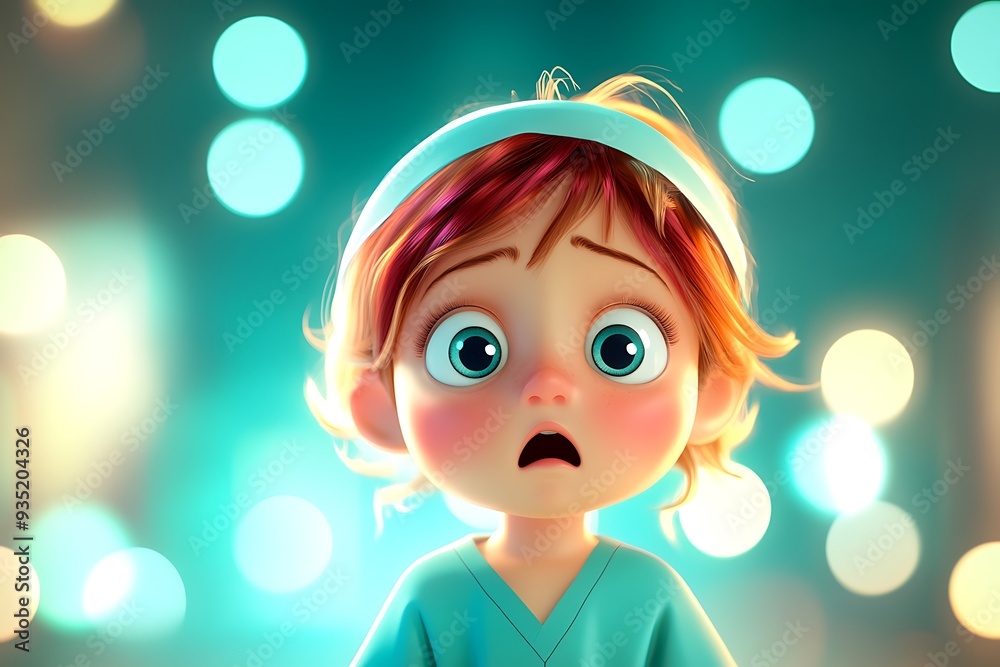 3D Cartoon Girl with Big Eyes and Open Mouth 3D Cartoon Girl with Big Eyes and Open Mouth