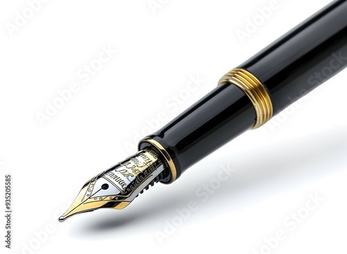 Vintage Fountain Pen with Detailed Nib on Isolated White Background Classic Writing Tool Concept