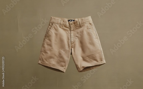 mockup khaki chino shorts, khaki background 