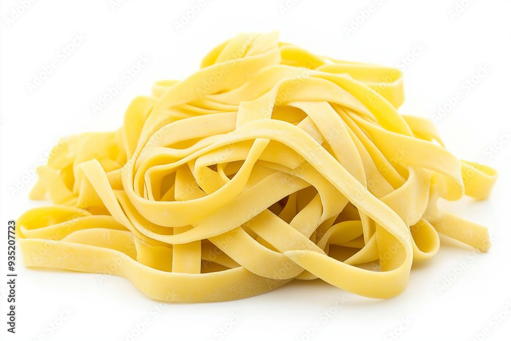 A heap of Fettuccine plain pasta isolated on white background A heap of Fettuccine plain pasta isolated on white background