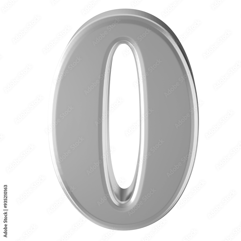 Silver 3D Number 0 Silver 3D Number 0