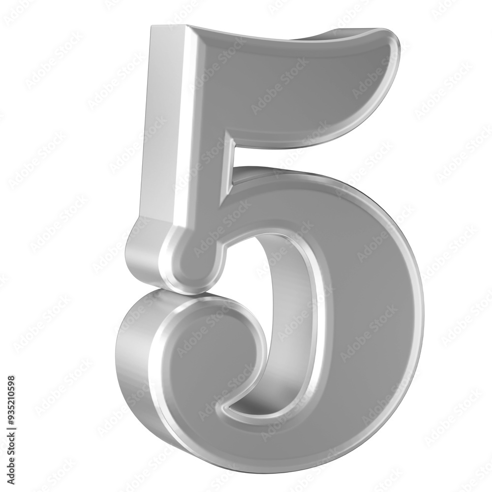 Silver 3D Number 5 Silver 3D Number 5