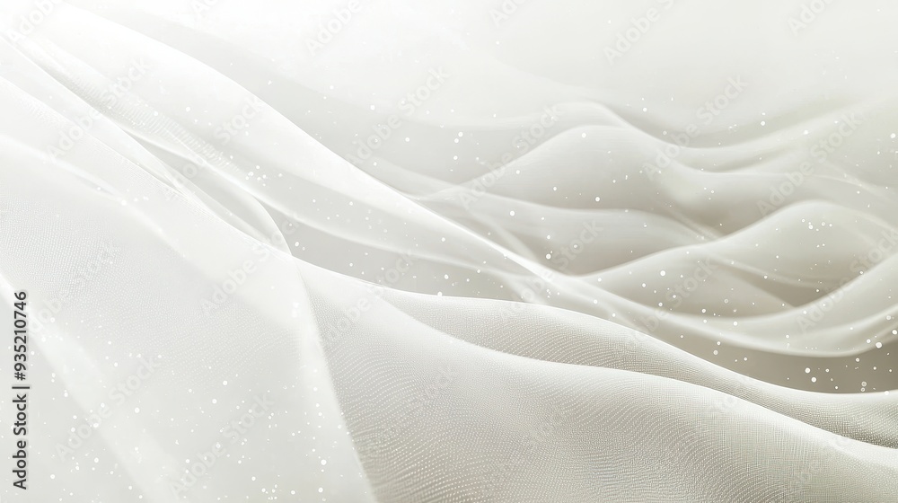 A soft, flowing white fabric with a dreamy, ethereal quality and subtle sparkling elements. A soft, flowing white fabric with a dreamy, ethereal quality and subtle sparkling elements.