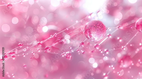 Minimal prism glass network, pastel pink setting, iridescent reflections and clean lines, elegant and futuristic.