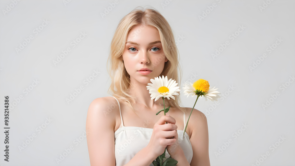 portrait of a woman with flowers portrait of a woman with flowers