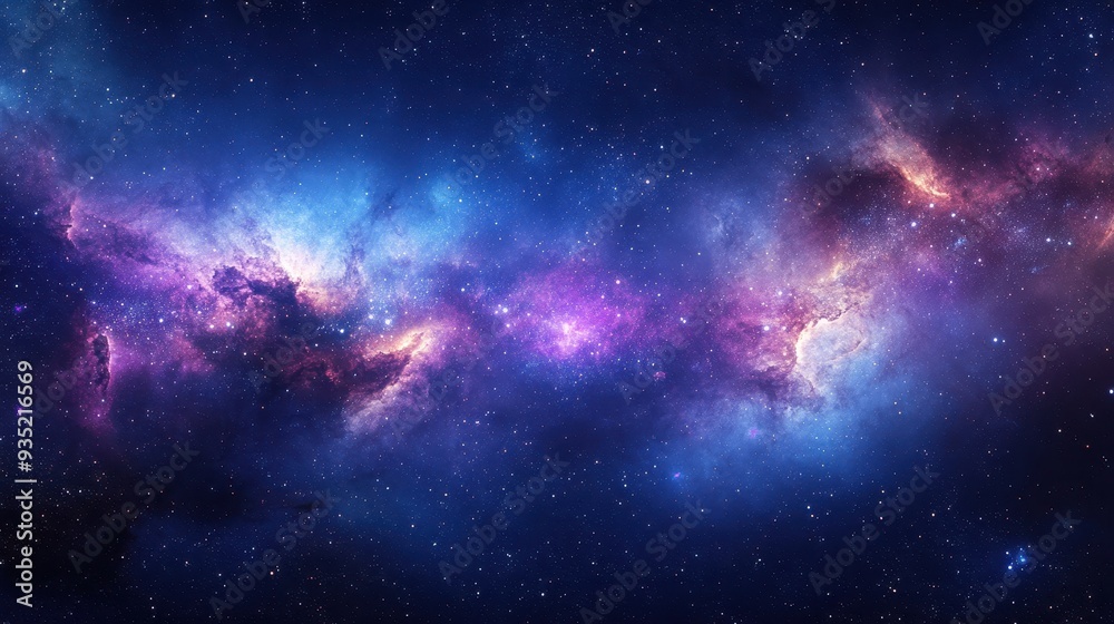 Fototapeta premium A stunning cosmic scene depicting vibrant nebulae and stars in deep space.