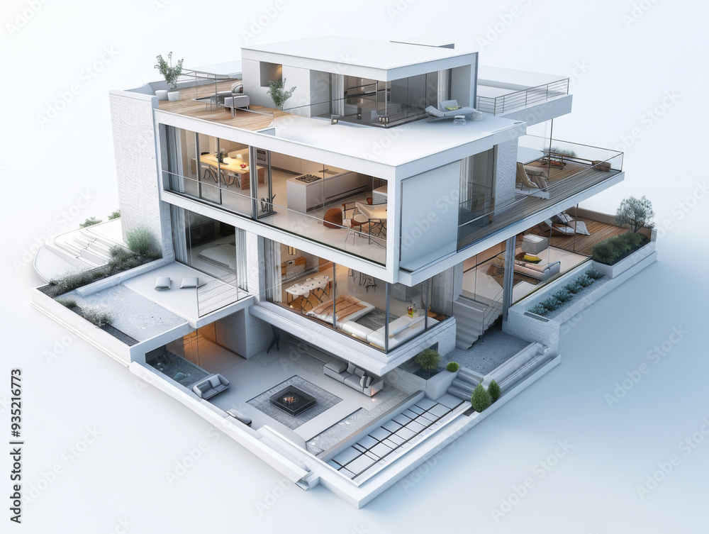 Luxury modern house isolated on white background,Concept for real estate Luxury modern house isolated on white background,Concept for real estate
