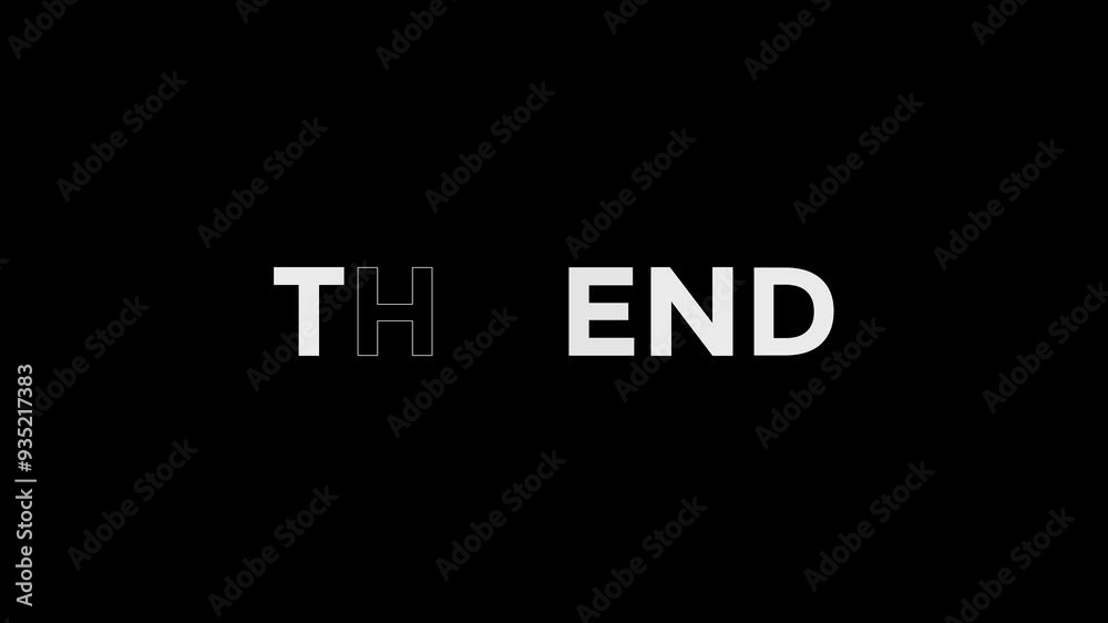 Flicker The End Text animation on black screen , 4K Footage video Flicker The End Text animation on black screen , 4K Footage video
