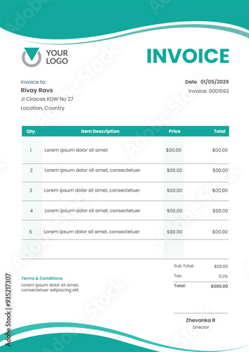 Minimal invoice template vector design