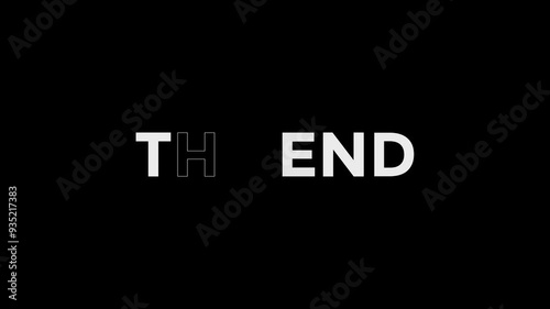 Flicker The End Text animation on black screen , 4K Footage video